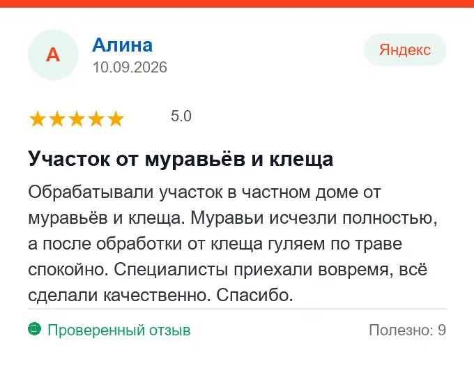 Отзыв Алина: Участок от муравьёв и клеща